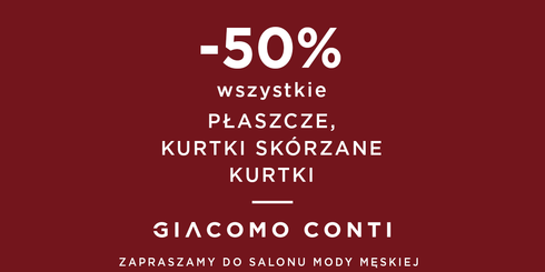 -50% wszystkie płaszcze, kurtki skórzane i kurtki zimowe  Giacomo Conti