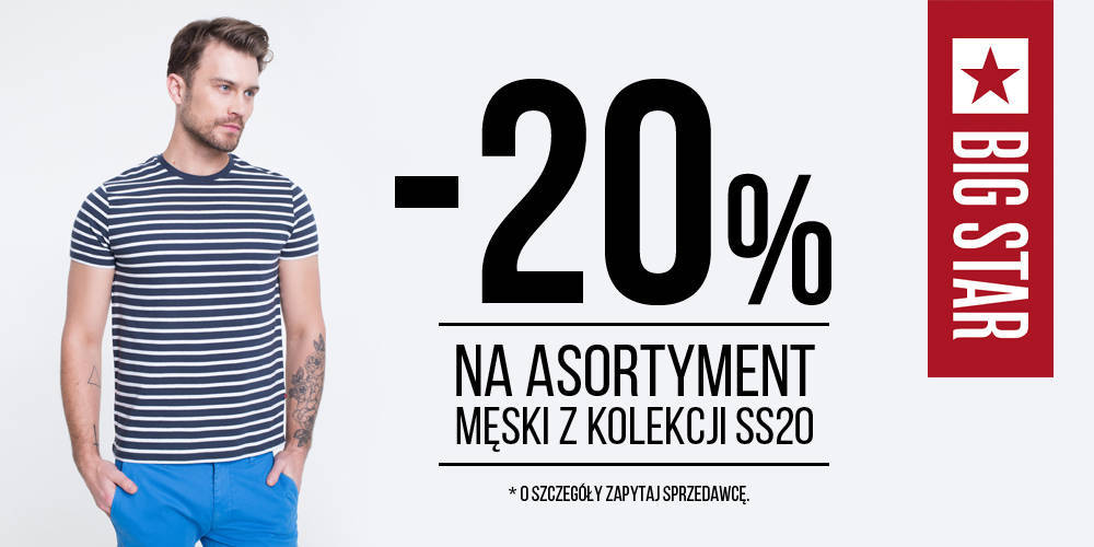 20% zniżki na asortyment męski z kolekcji SS20 w BIG STAR - 1