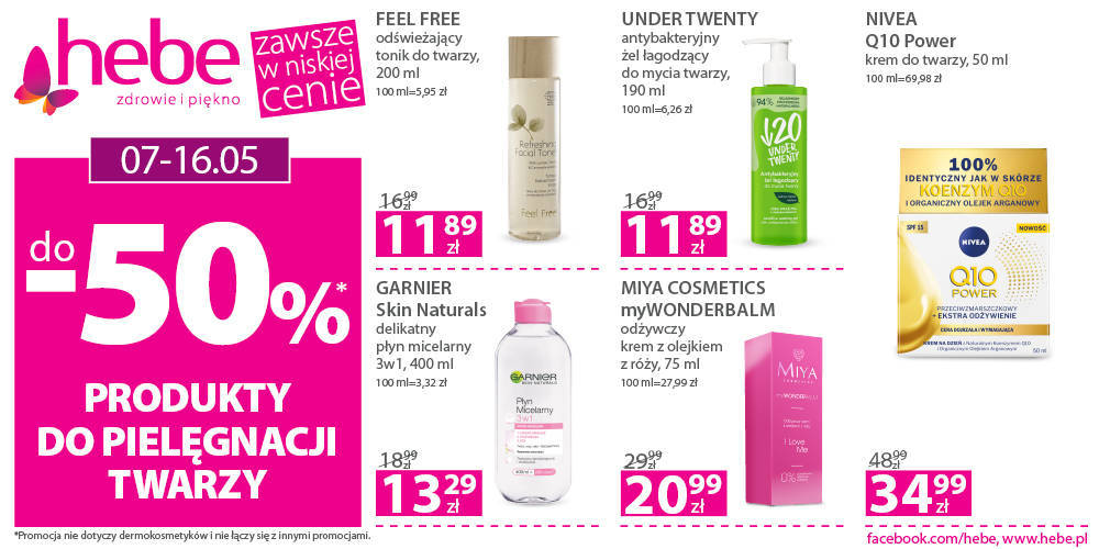 PRODUKTY DO PIELĘGNACJI TWARZY do -50% w HEBE - 1