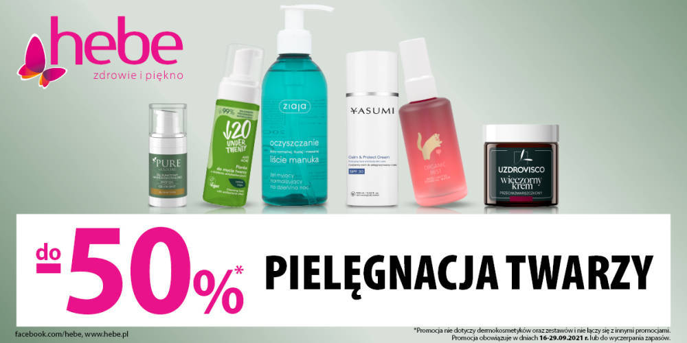 PRODUKTY DO PIELĘGNACJI TWARZY W HEBE DO 50% TANIEJ - 1